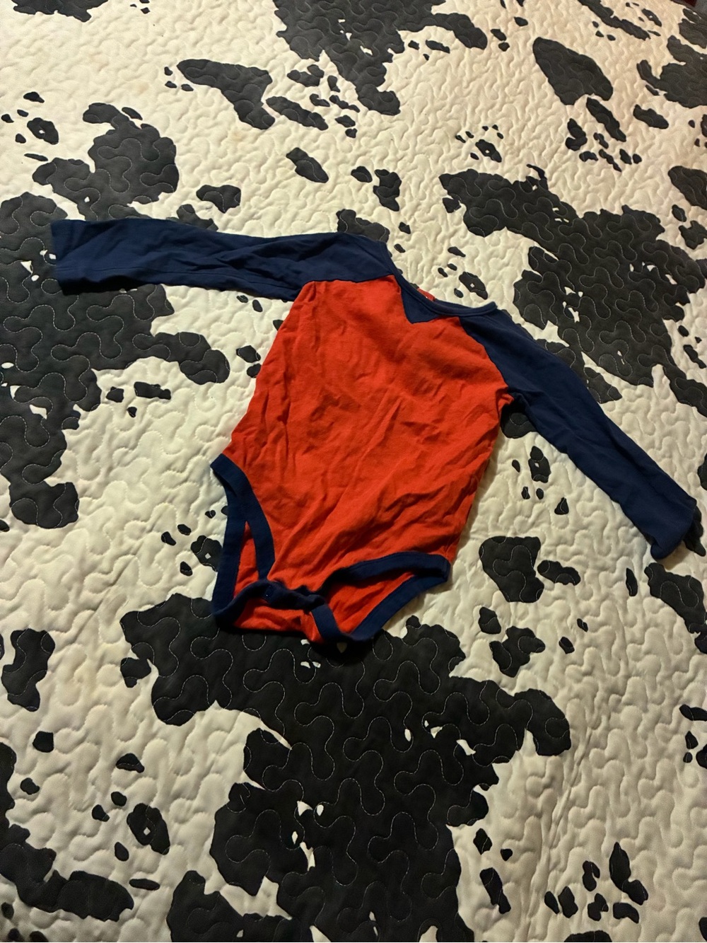 Kids Long-Sleeve Orange and Navy One-Piece Bodysuit